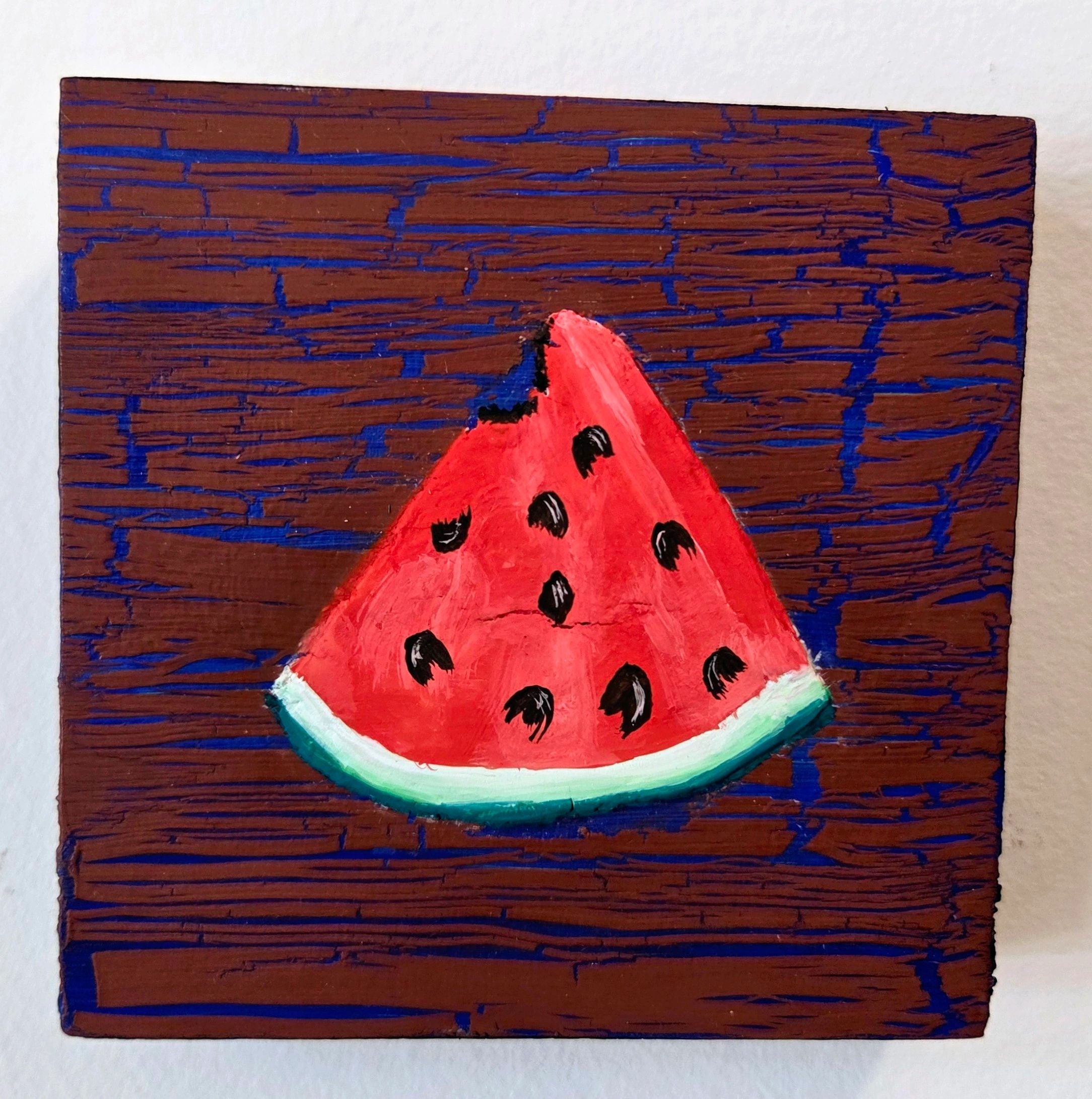 Watermelon Original Gouache Painting 4x4 Collection
