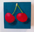 Cherries on a stem Original Gouache Painting 4x4 Collection