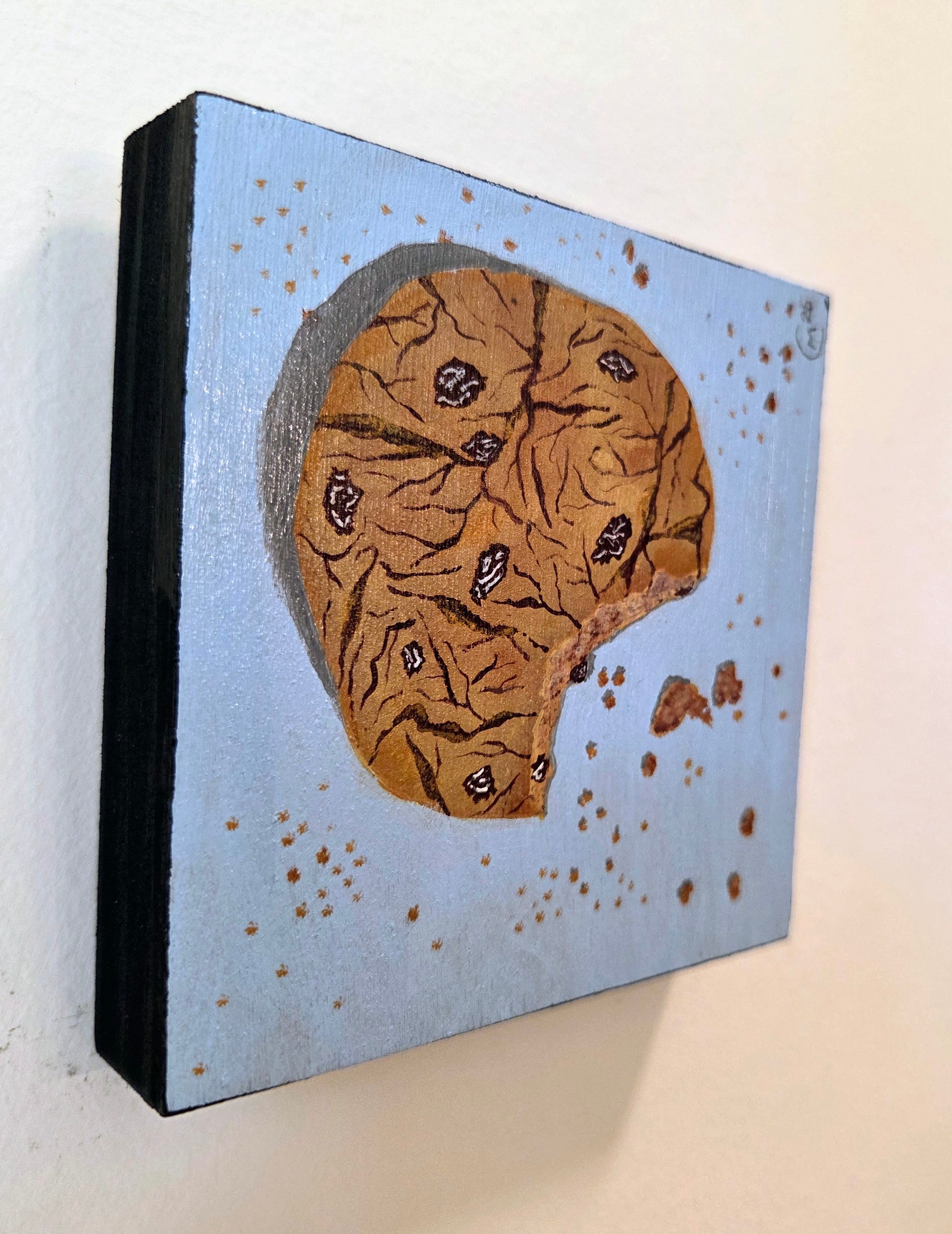 Chocolate Chip Cookie Original Gouache Painting 4x4 Collection