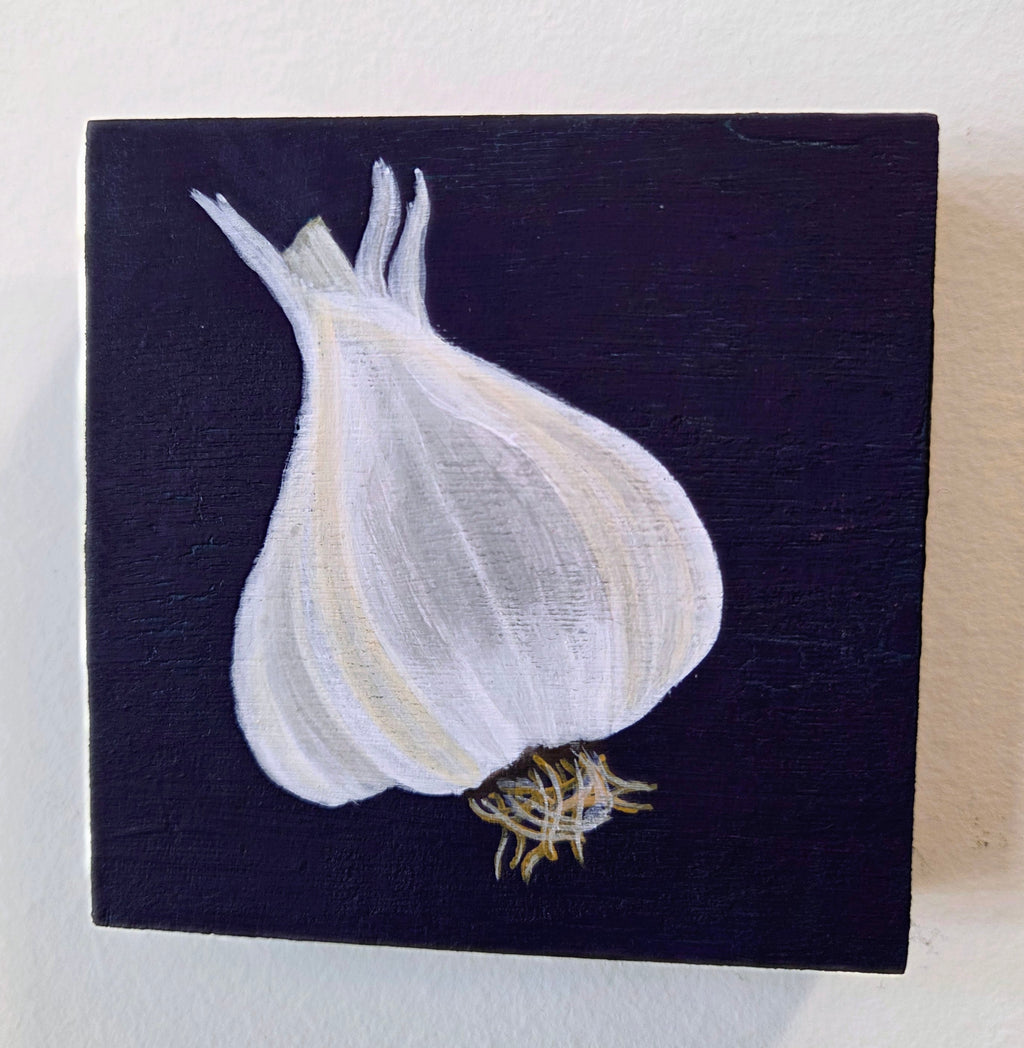 Garlic Bulb Original Gouache Painting 4x4 Collection