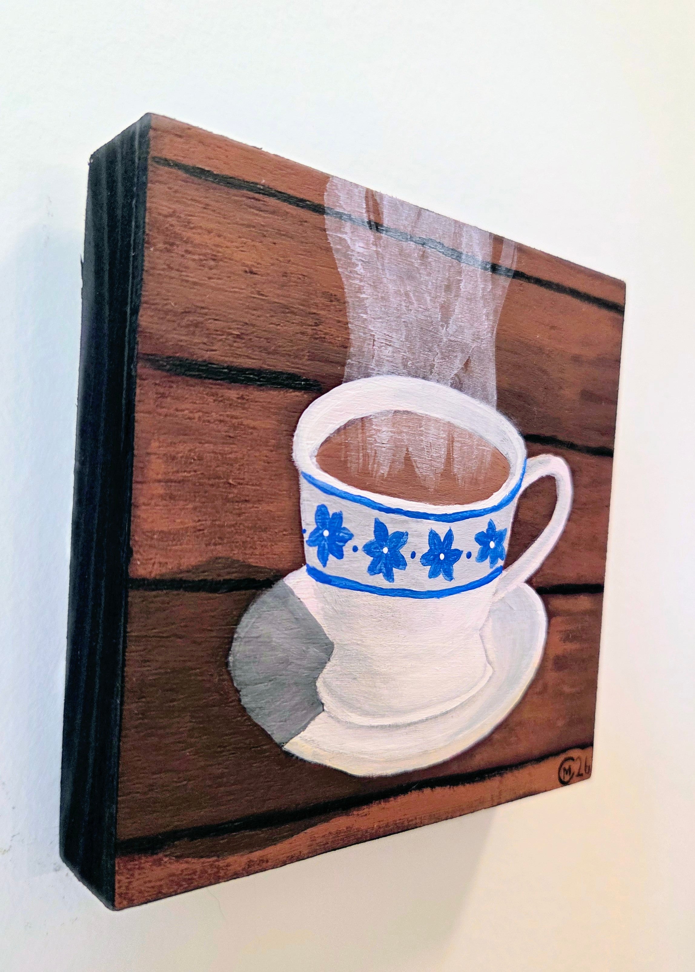 Hot Tea Original Gouache Painting 4x4 Collection