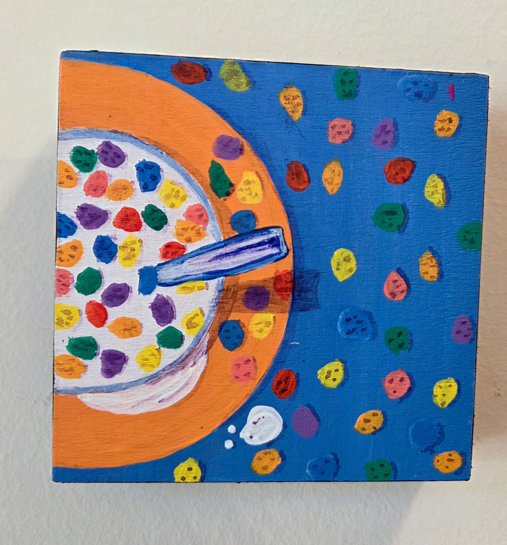 Colorful Cereal 2 of 3 Original Gouache Painting 4x4 Collection