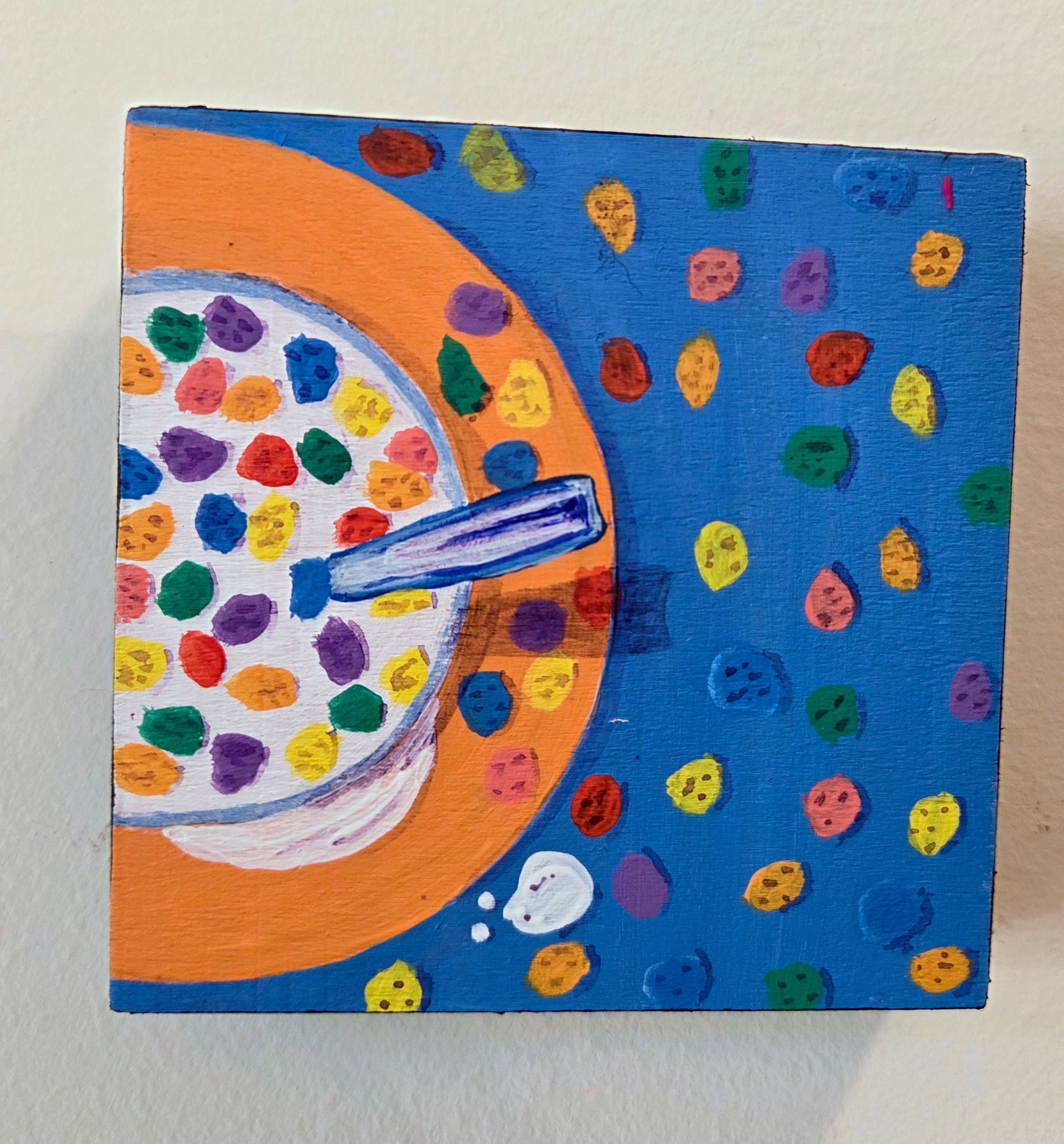 Colorful Cereal 2 of 3 Original Gouache Painting 4x4 Collection