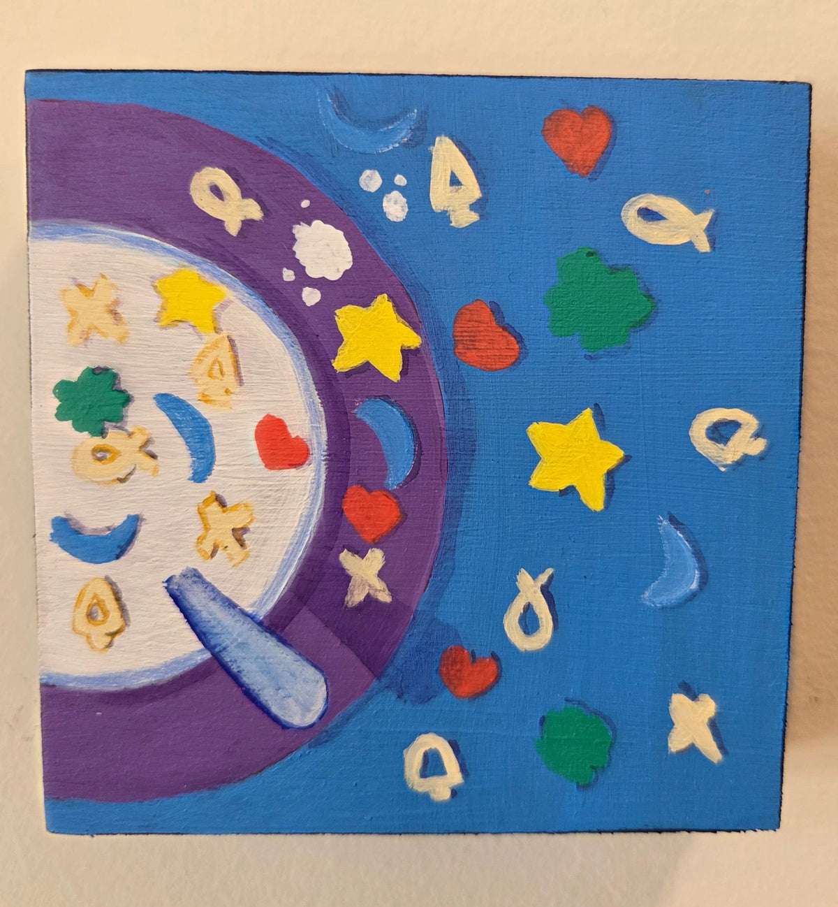 Colorful Cereal 1 of 3 Original Gouache Painting 4x4 Collection