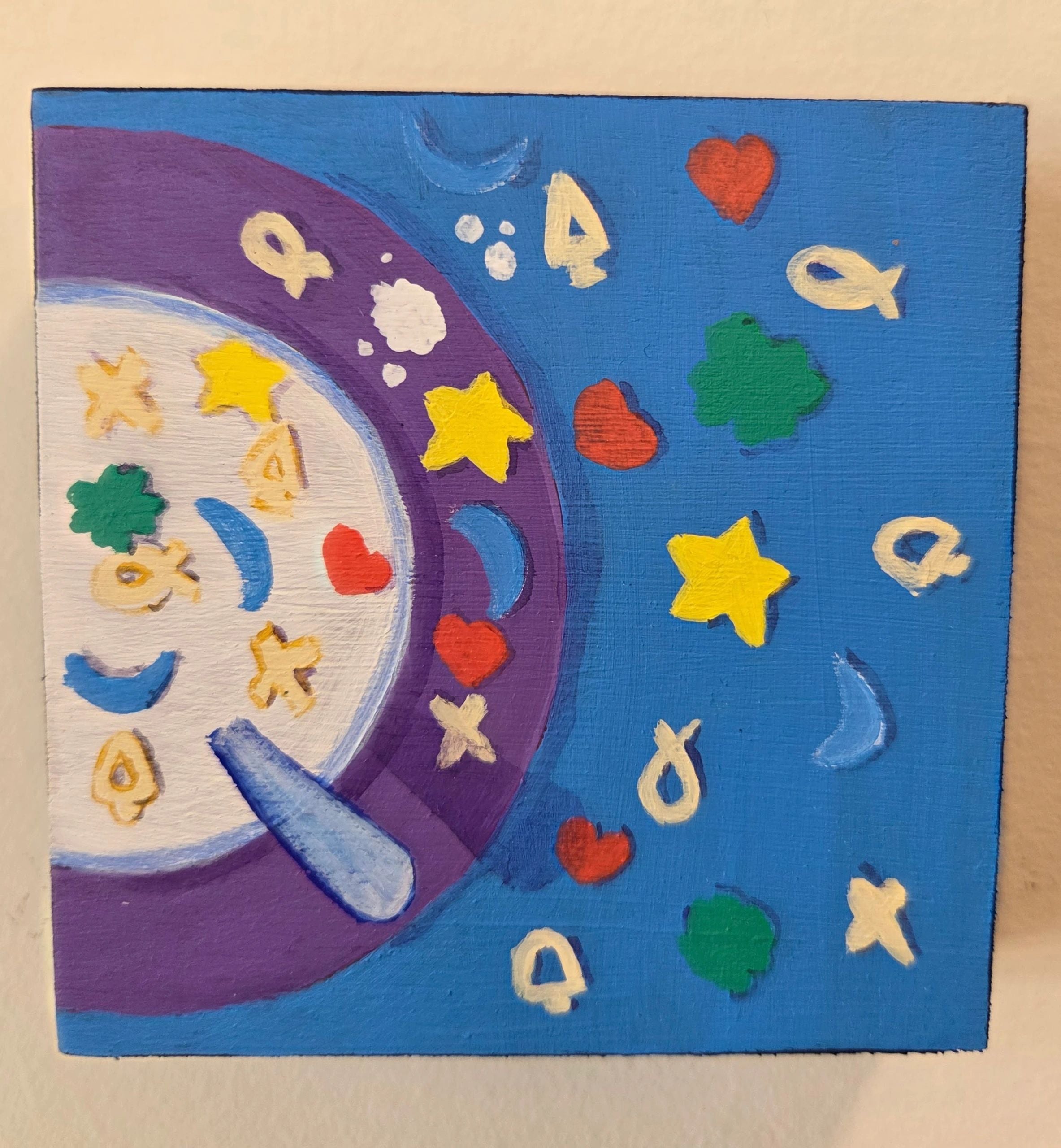 Colorful Cereal 1 of 3 Original Gouache Painting 4x4 Collection
