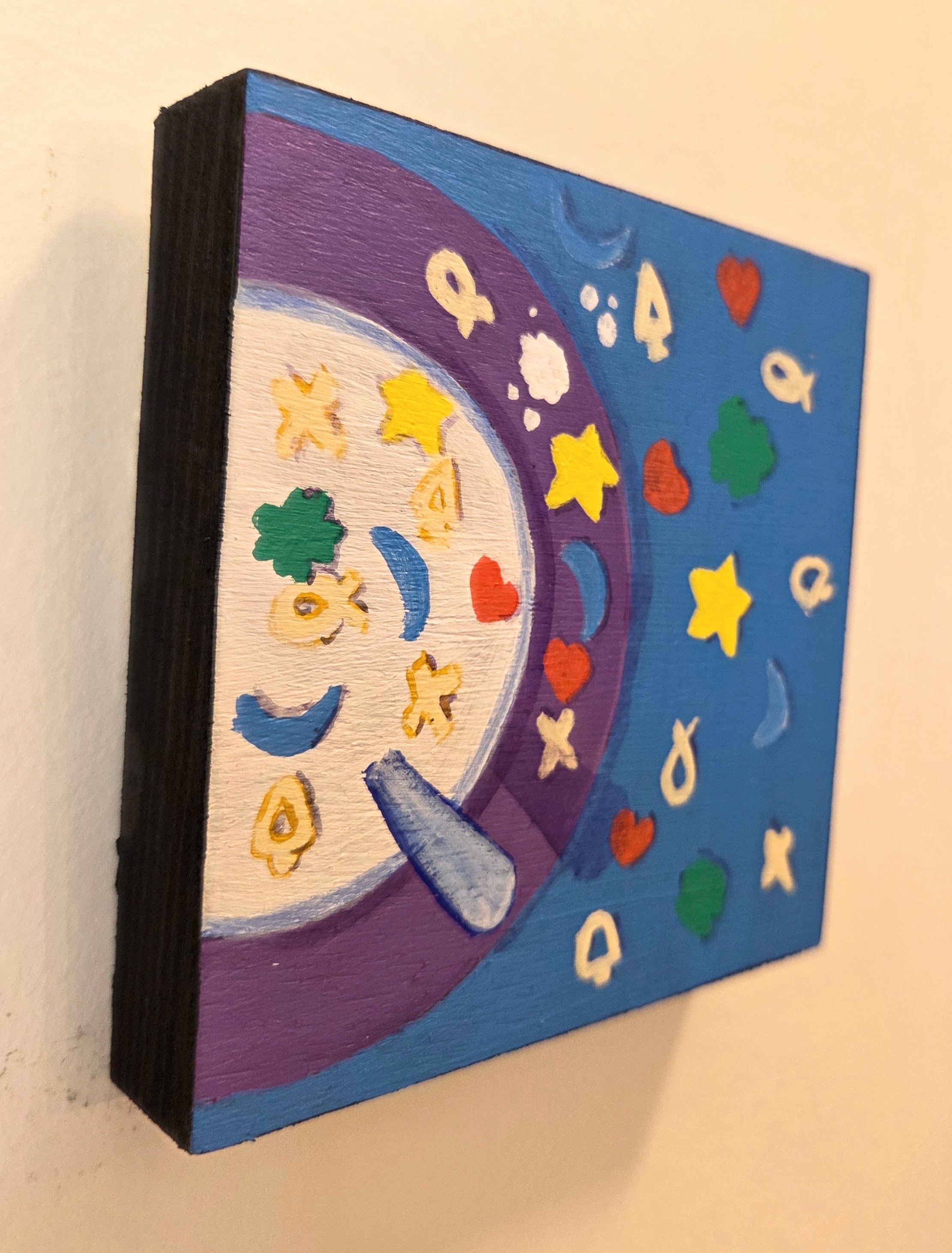 Colorful Cereal 1 of 3 Original Gouache Painting 4x4 Collection