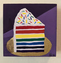 Slice of Pride Cake Original Gouache Painting 4x4 Collection