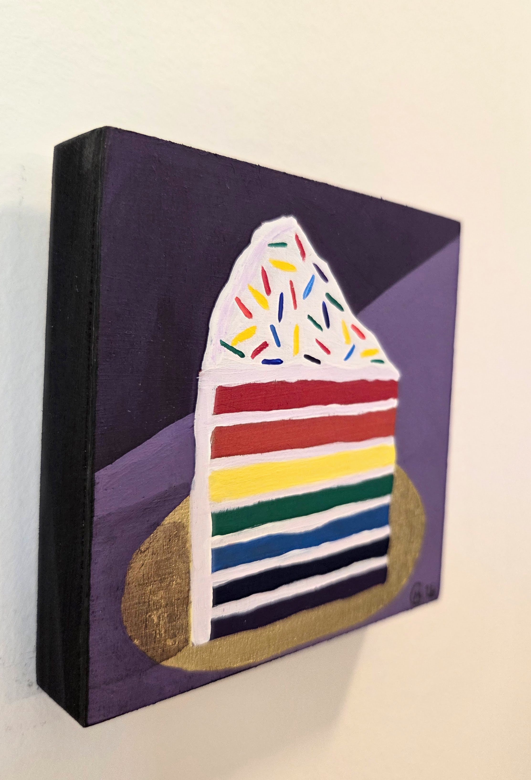 Slice of Pride Cake Original Gouache Painting 4x4 Collection