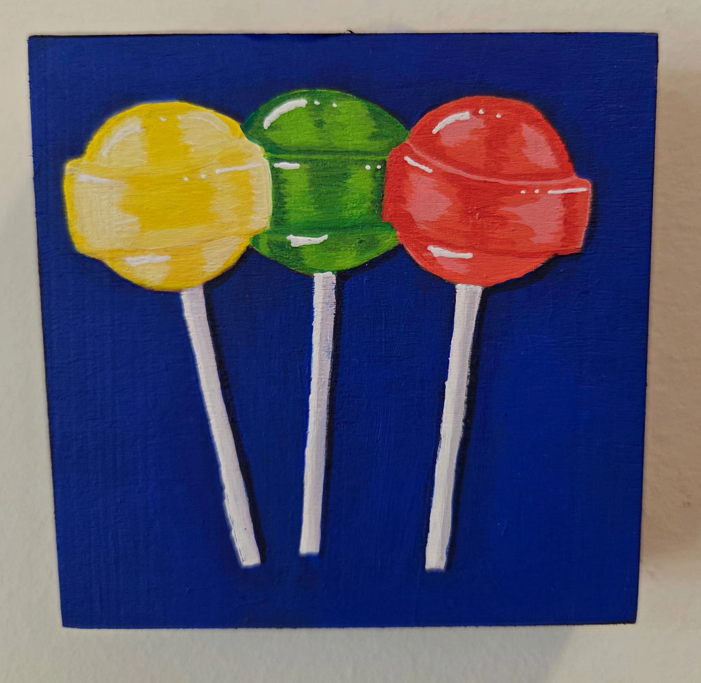 Lollypop Original Gouache Painting 4x4 Collection