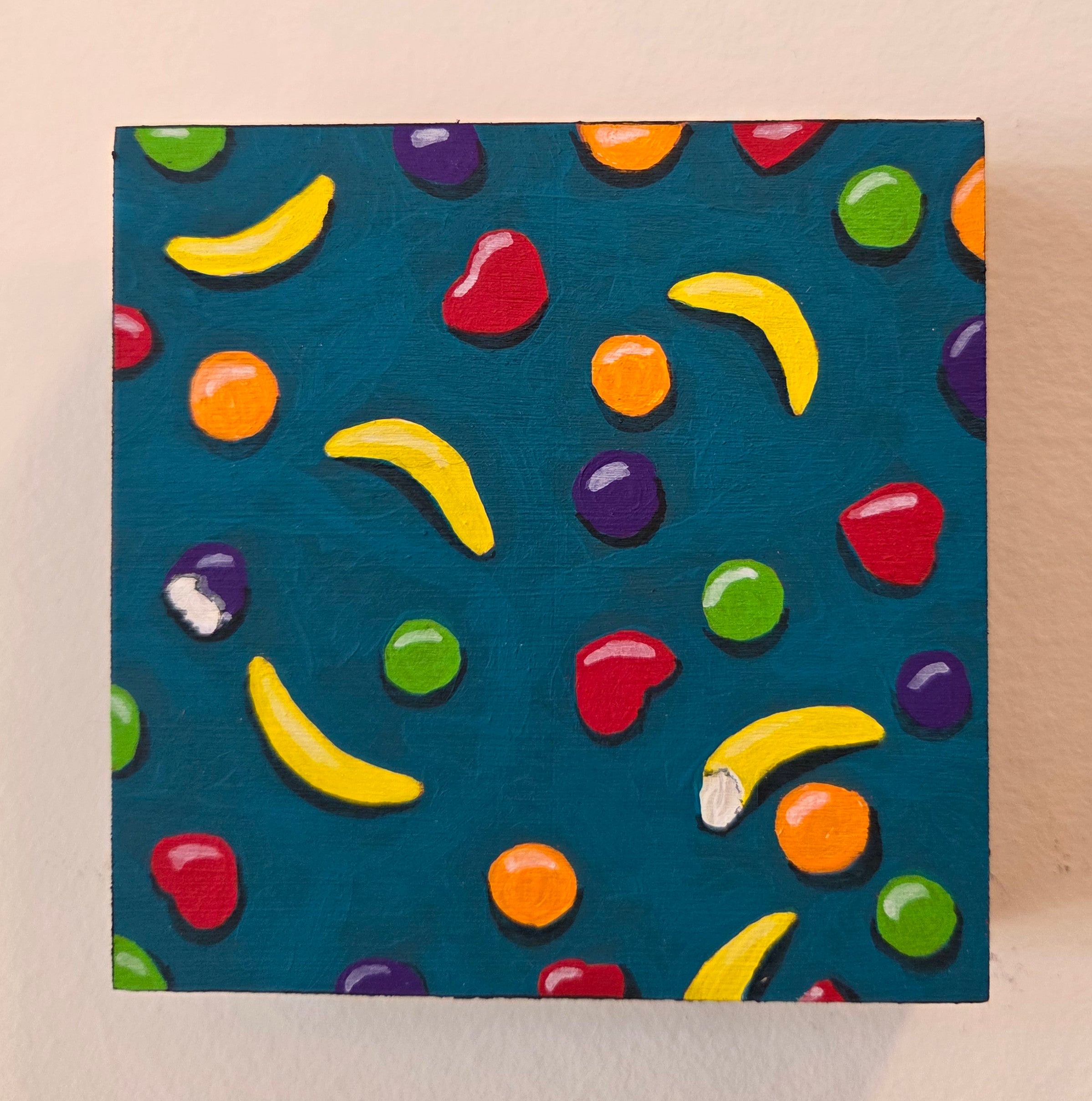 Handful of Candy Original Gouache Painting 4x4 Collection