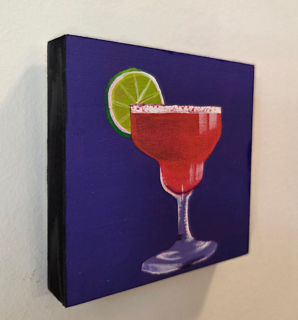 Strawberry Daiquiri Original Gouache Painting 4x4 Collection