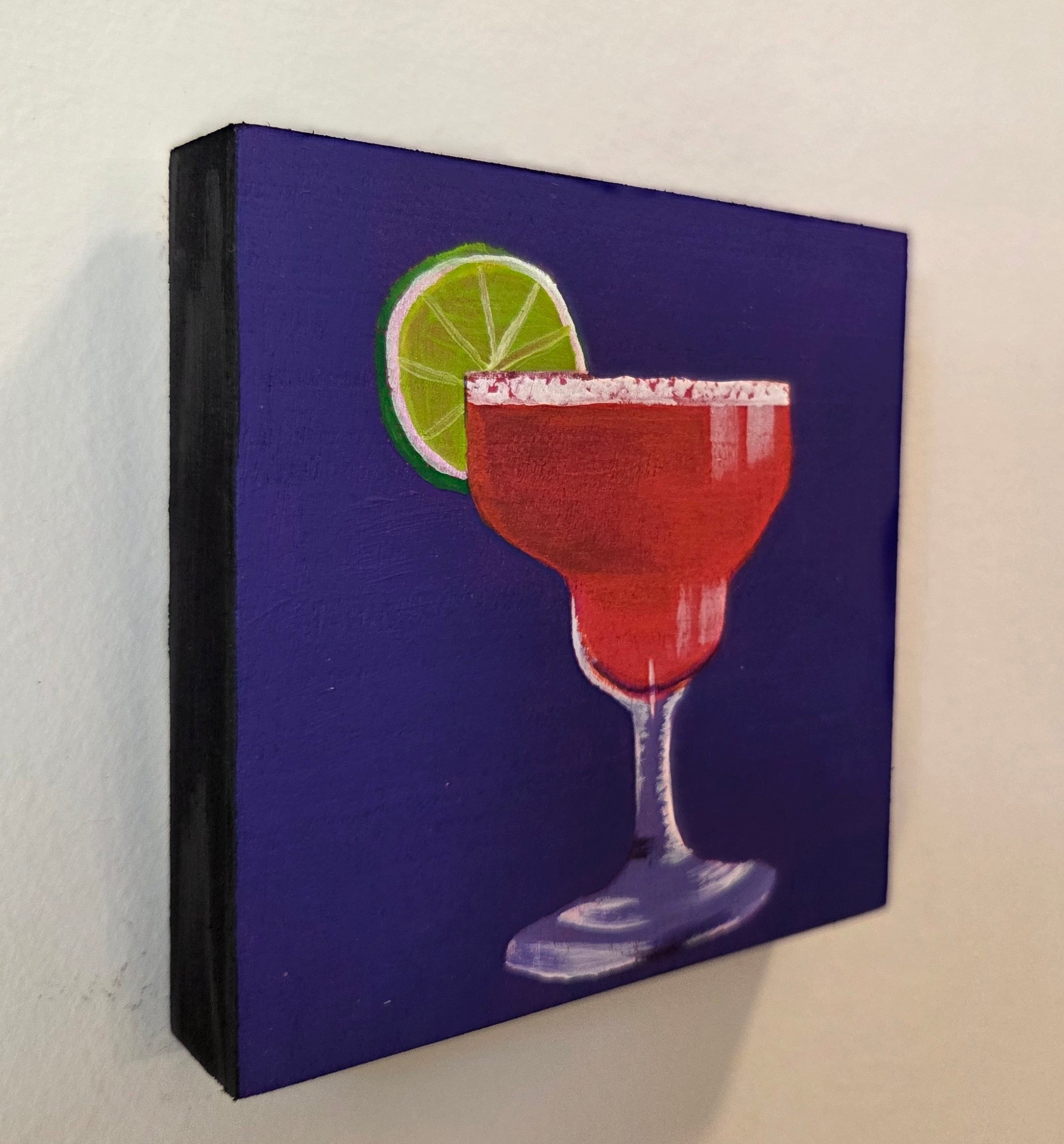 Strawberry Daiquiri Original Gouache Painting 4x4 Collection