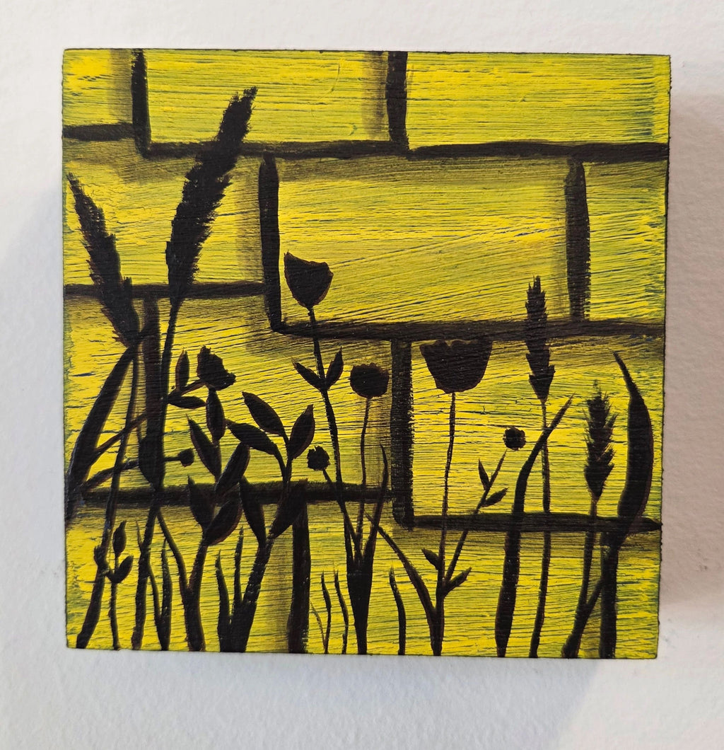 Silhouette Flowers Original Gouache Painting 4x4 Collection
