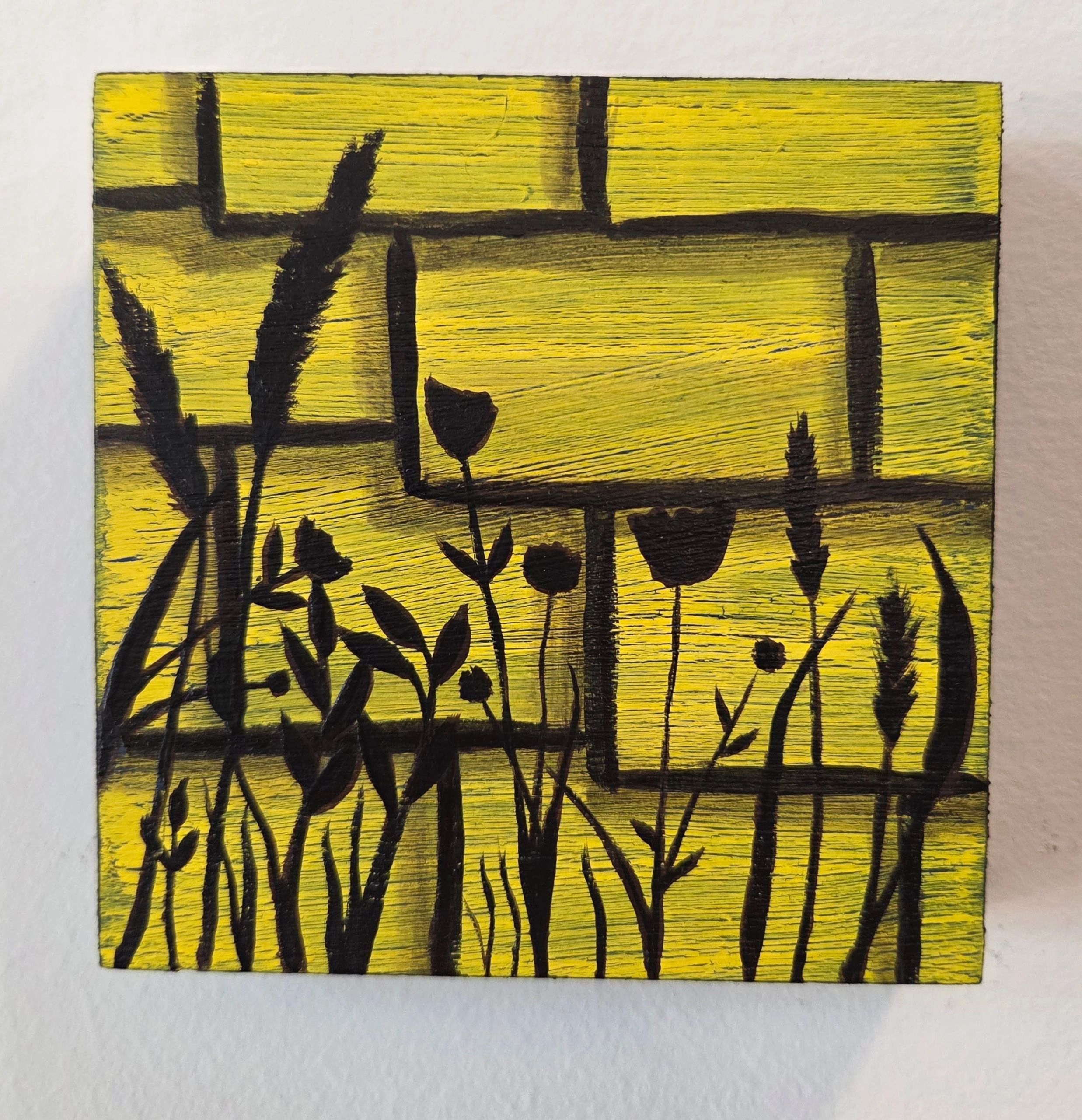 Silhouette Flowers Original Gouache Painting 4x4 Collection