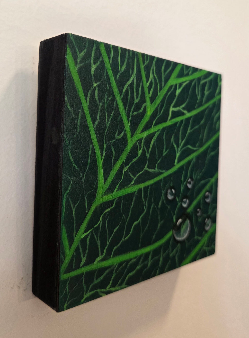 Close to Nature, Leaf Original Gouache Painting 4x4 Collection