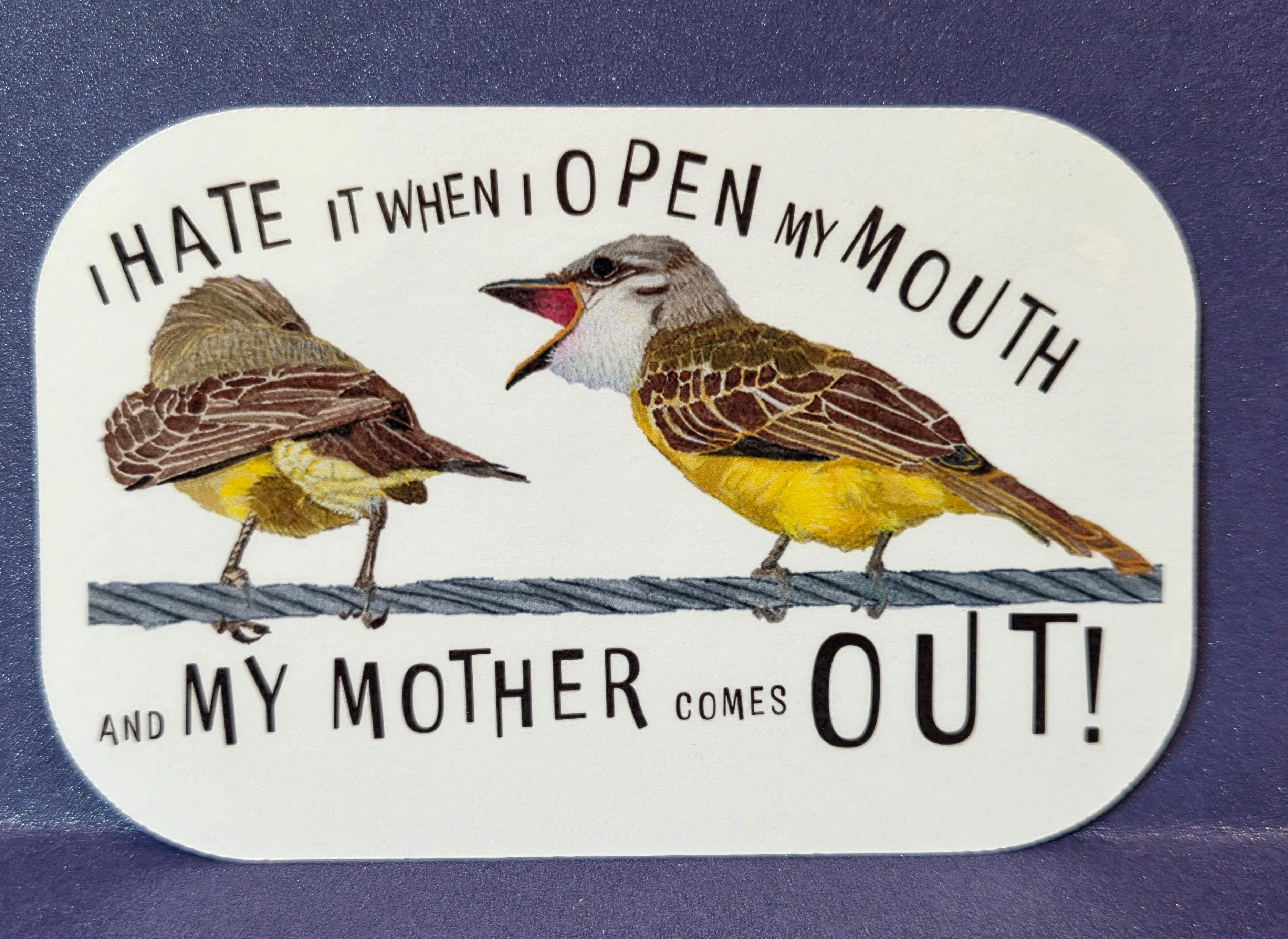 I Hate it When I open My mouth and my Mother comes out Vinyl Sticker with Birds