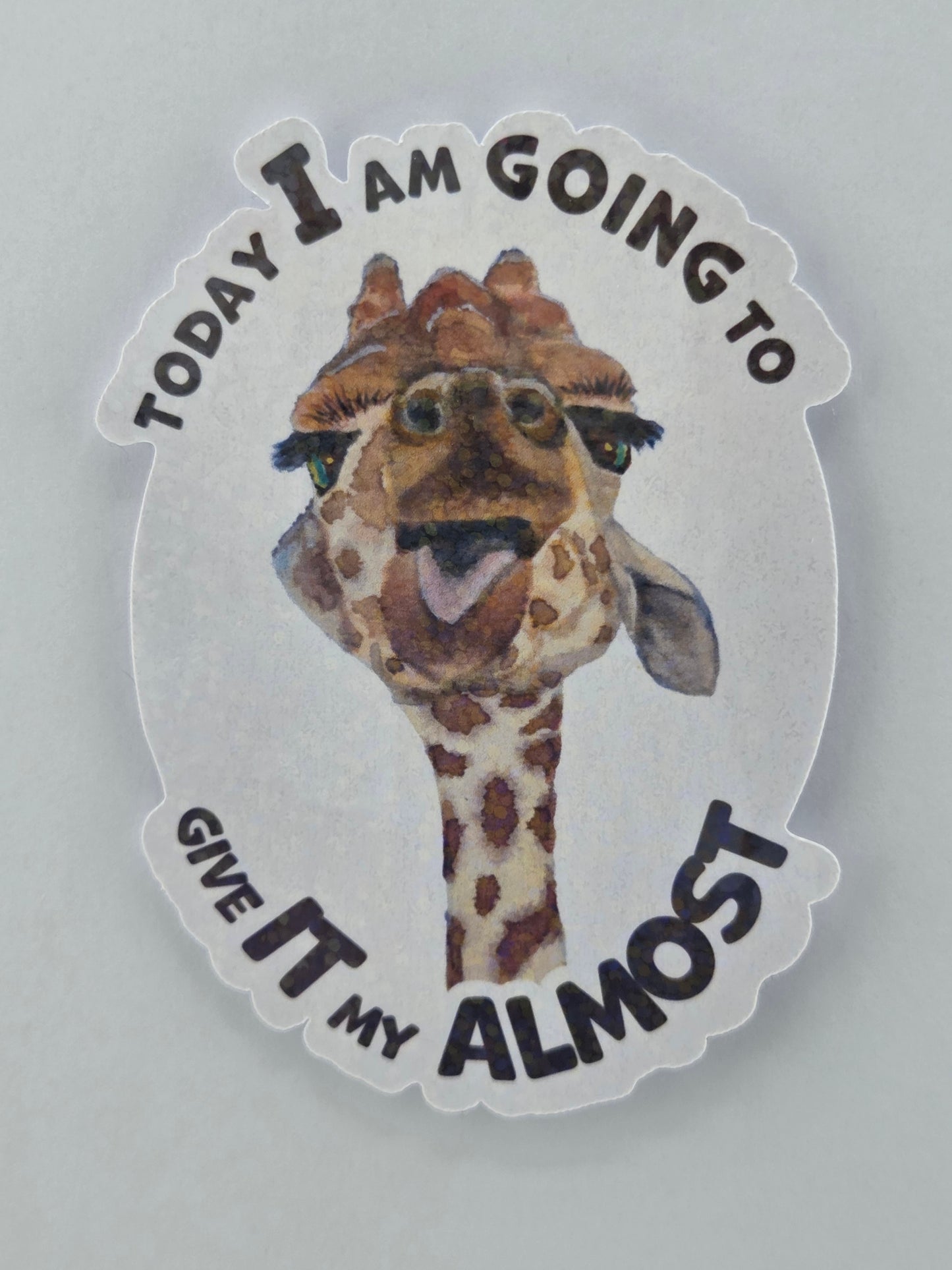 Giraffe Sticker Give their ALMOST Vinyl Sticker