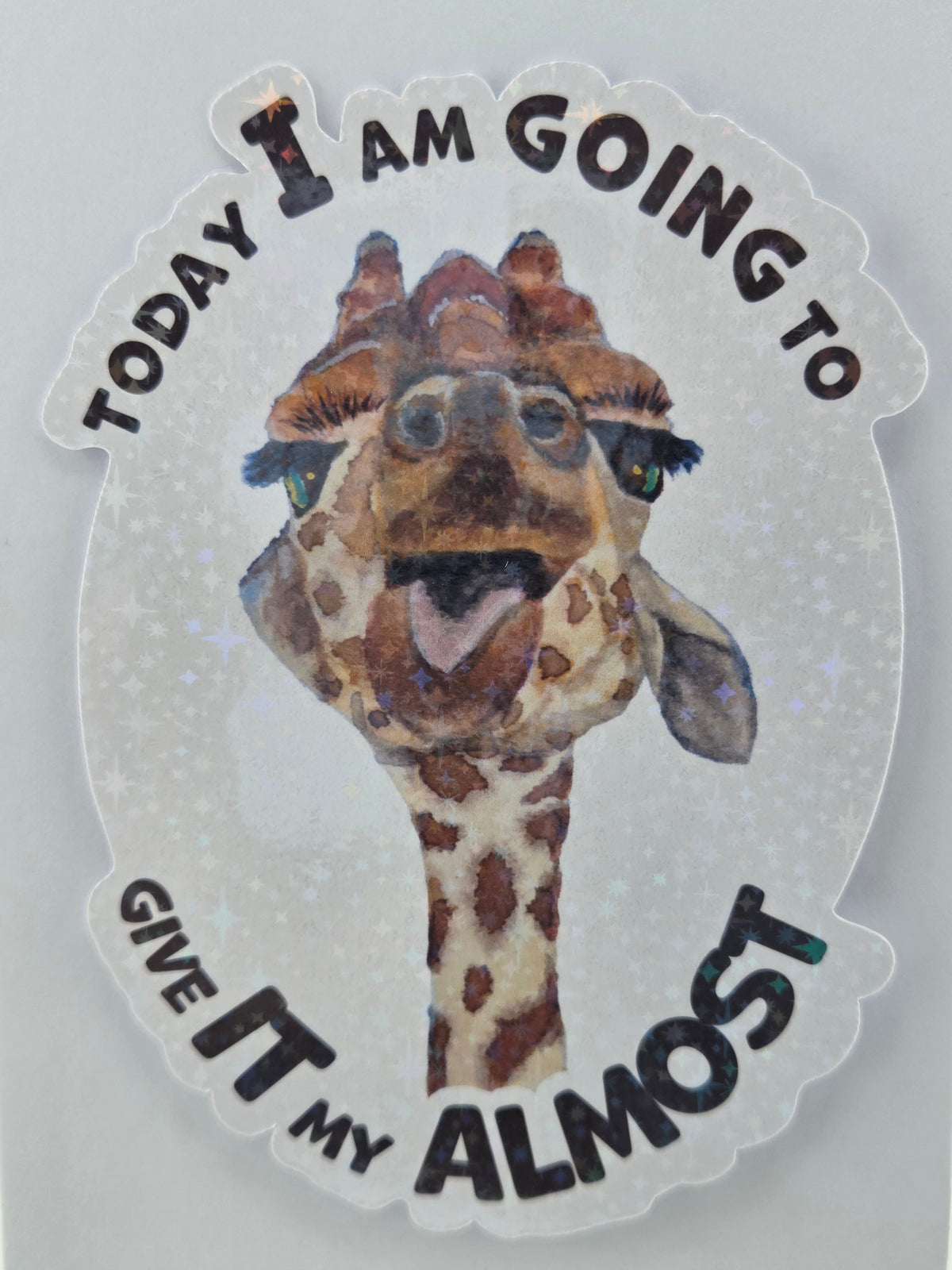 Giraffe Sticker Give their ALMOST Vinyl Sticker
