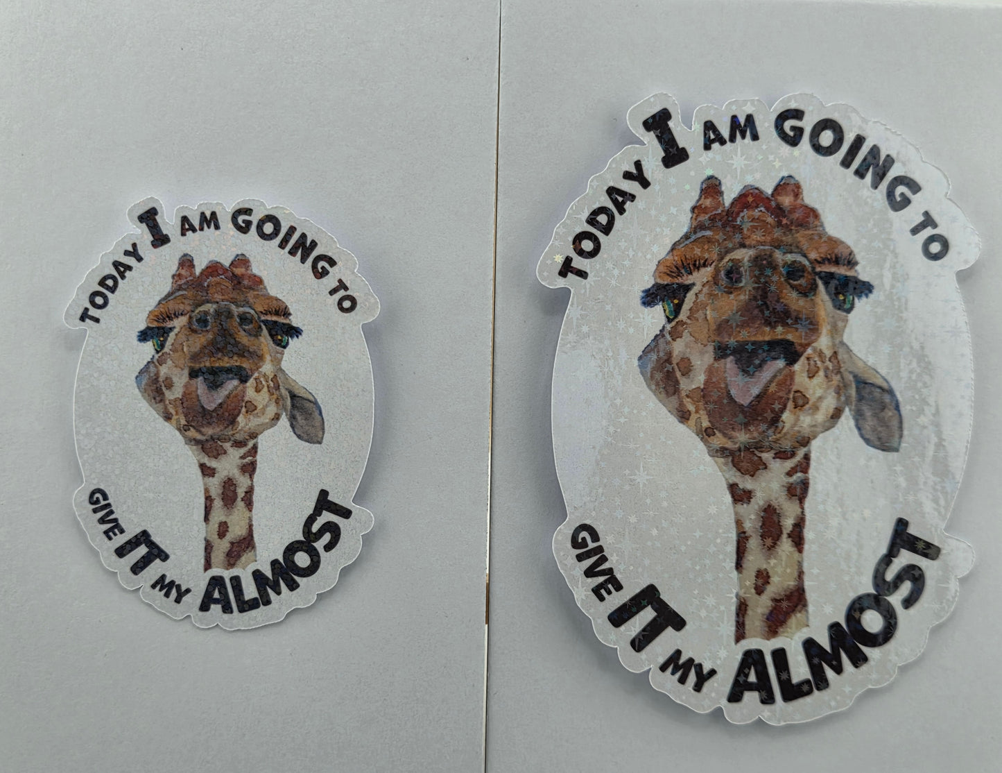 Giraffe Sticker Give their ALMOST Vinyl Sticker