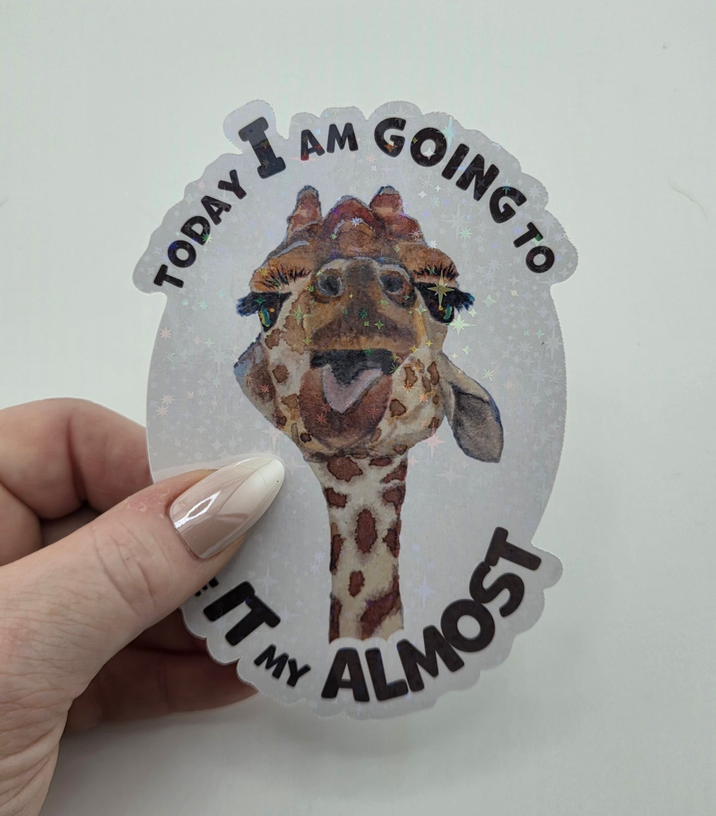 Giraffe Sticker Give their ALMOST Vinyl Sticker