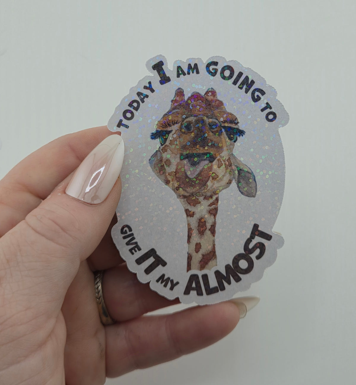 Giraffe Sticker Give their ALMOST Vinyl Sticker