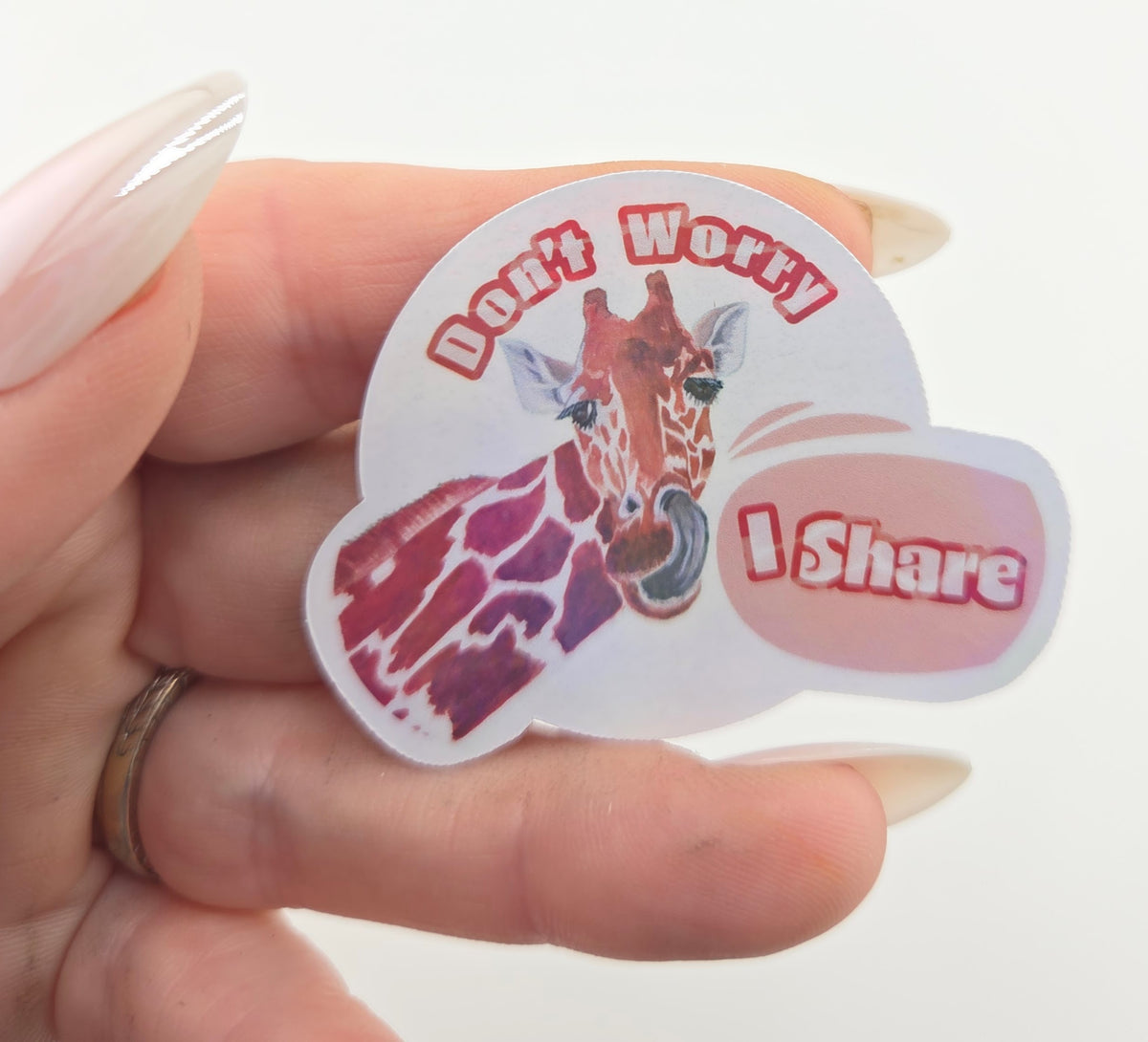 Don't Worry I Share Funny Giraffe Sticker