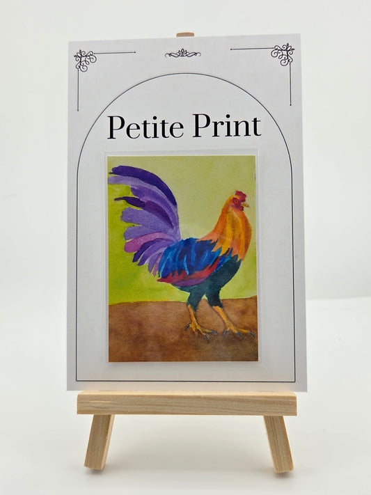Colorful Rooster Watercolor Painting Print ACEO