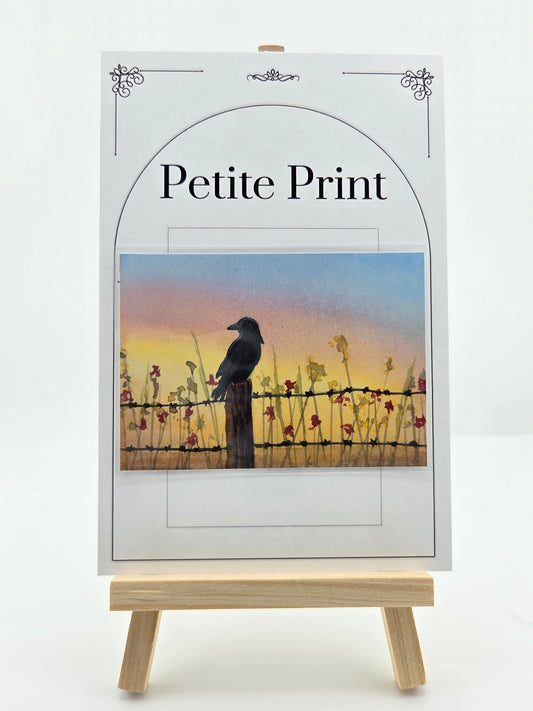 Crow on a Fence  Watercolor Painting Print ACEO