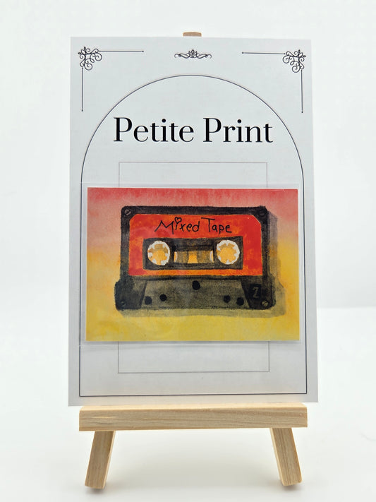 Cassette Tape Vintage  Watercolor Painting Print ACEO