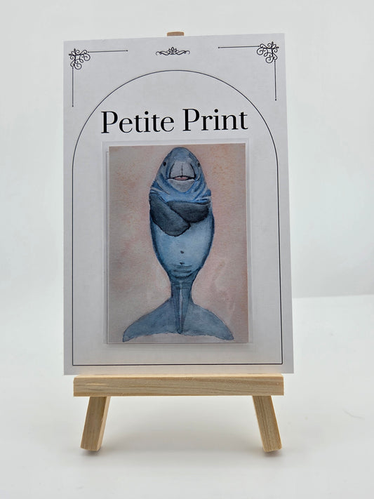 Happy Manatee on Back Watercolor Painting Print ACEO