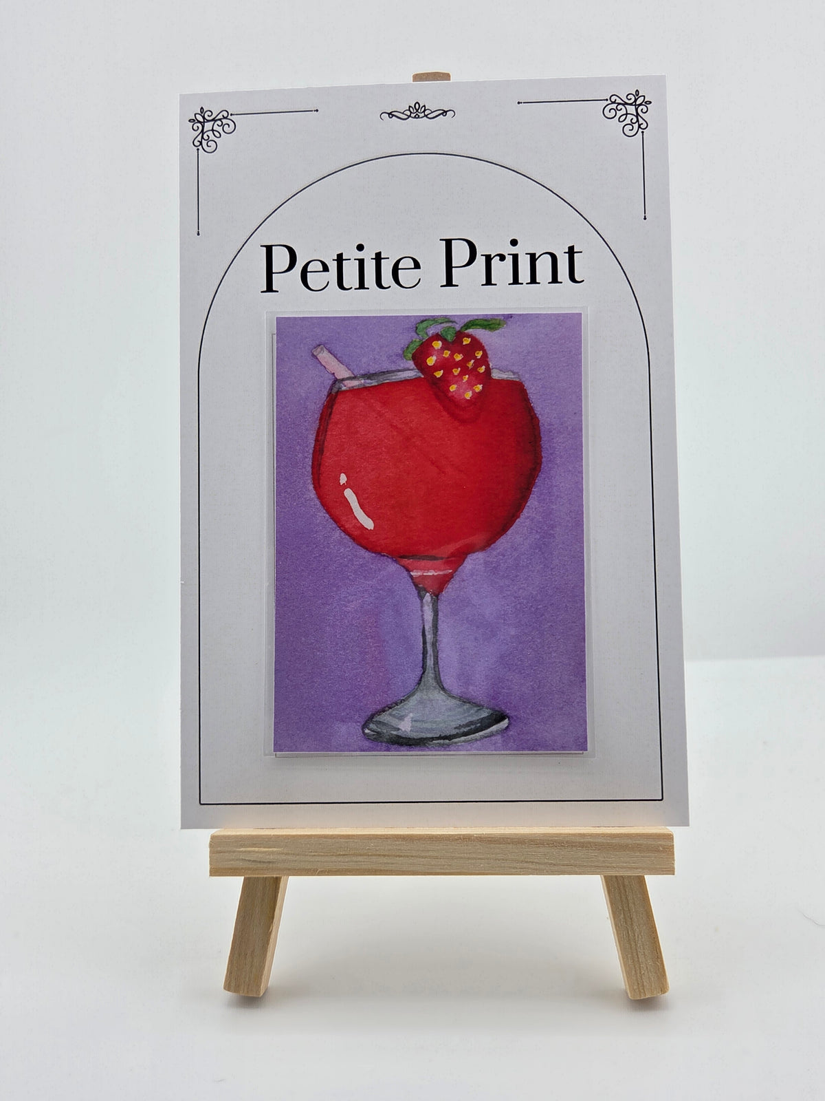 Strawberry Daquiri Watercolor Painting Print ACEO