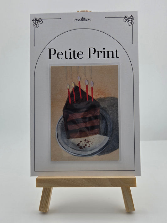 Chocolate Birthday Cake Watercolor Painting Print ACEO