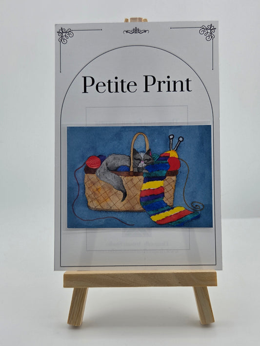 Cat, Yarn, and Knitting Equals Love Watercolor Painting Print ACEO
